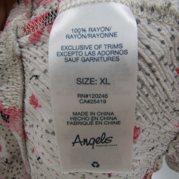 Angels Womens 3/4 Sleeve Button Front Floral Peplum Blouse Top XL Casual Rayon - Picture 10 of 14